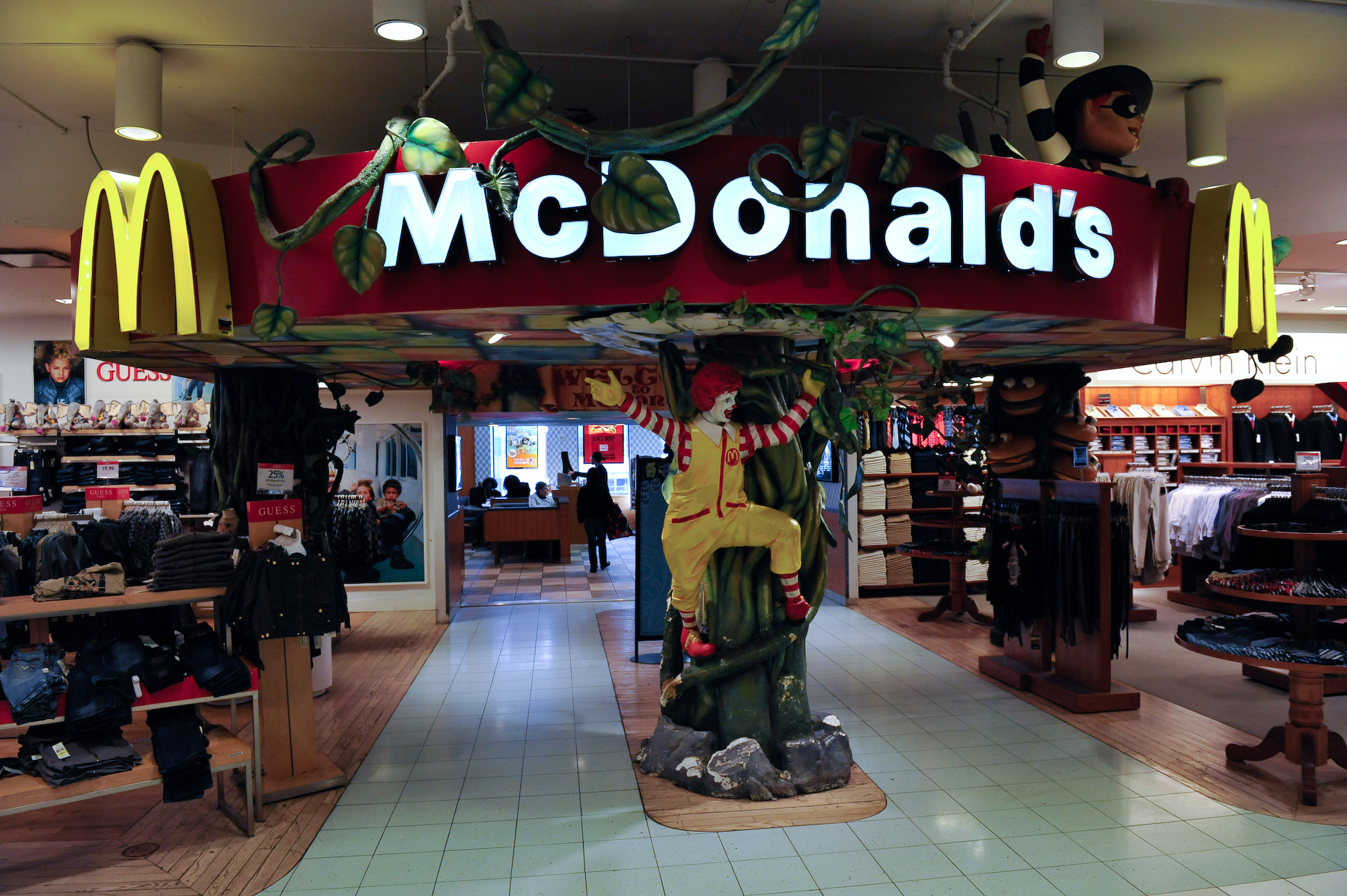 the entrance to mcdonald's is shown in this po