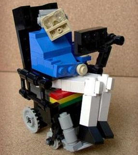 an assembled lego version of the famous camera