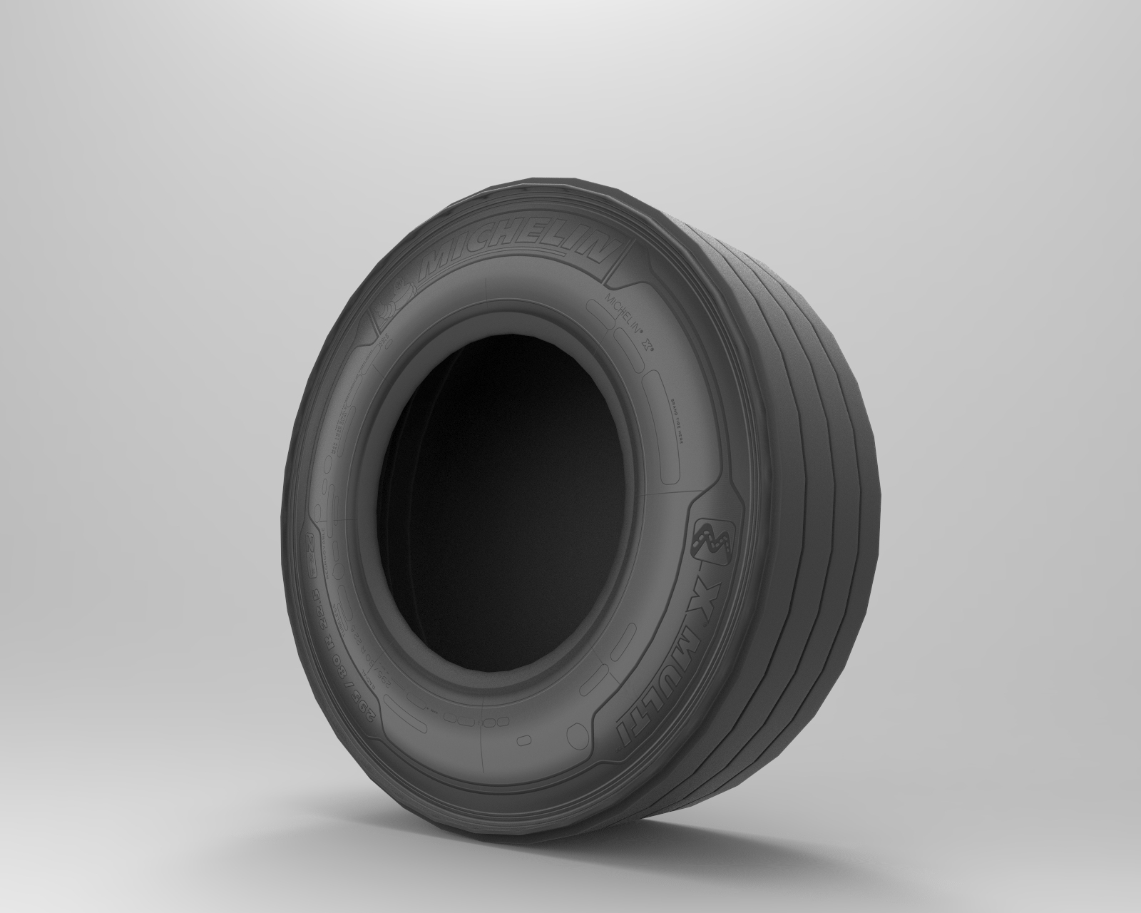 an open tire tire with treads, asymmetrically arranged