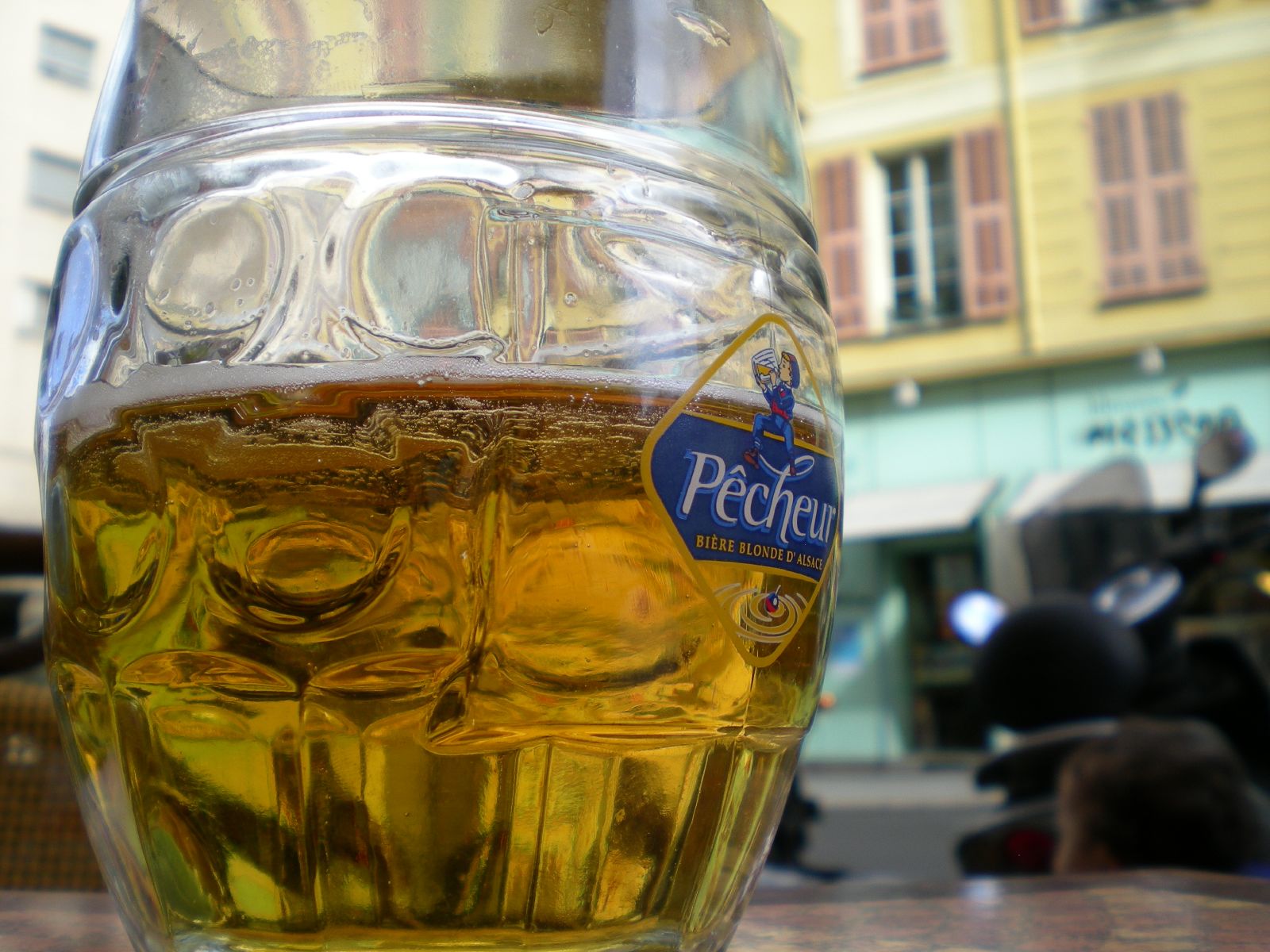 a closeup view of a mug full of beer