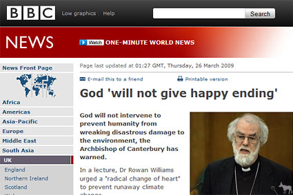 a web page featuring an image of the cardinal general general on climate change
