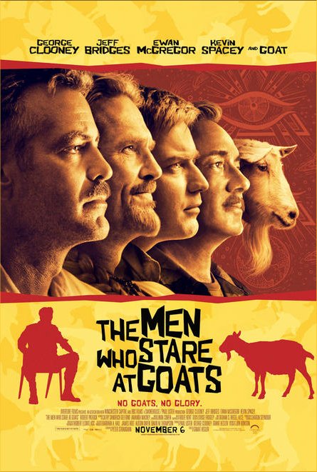 a movie poster for men who stare at goats