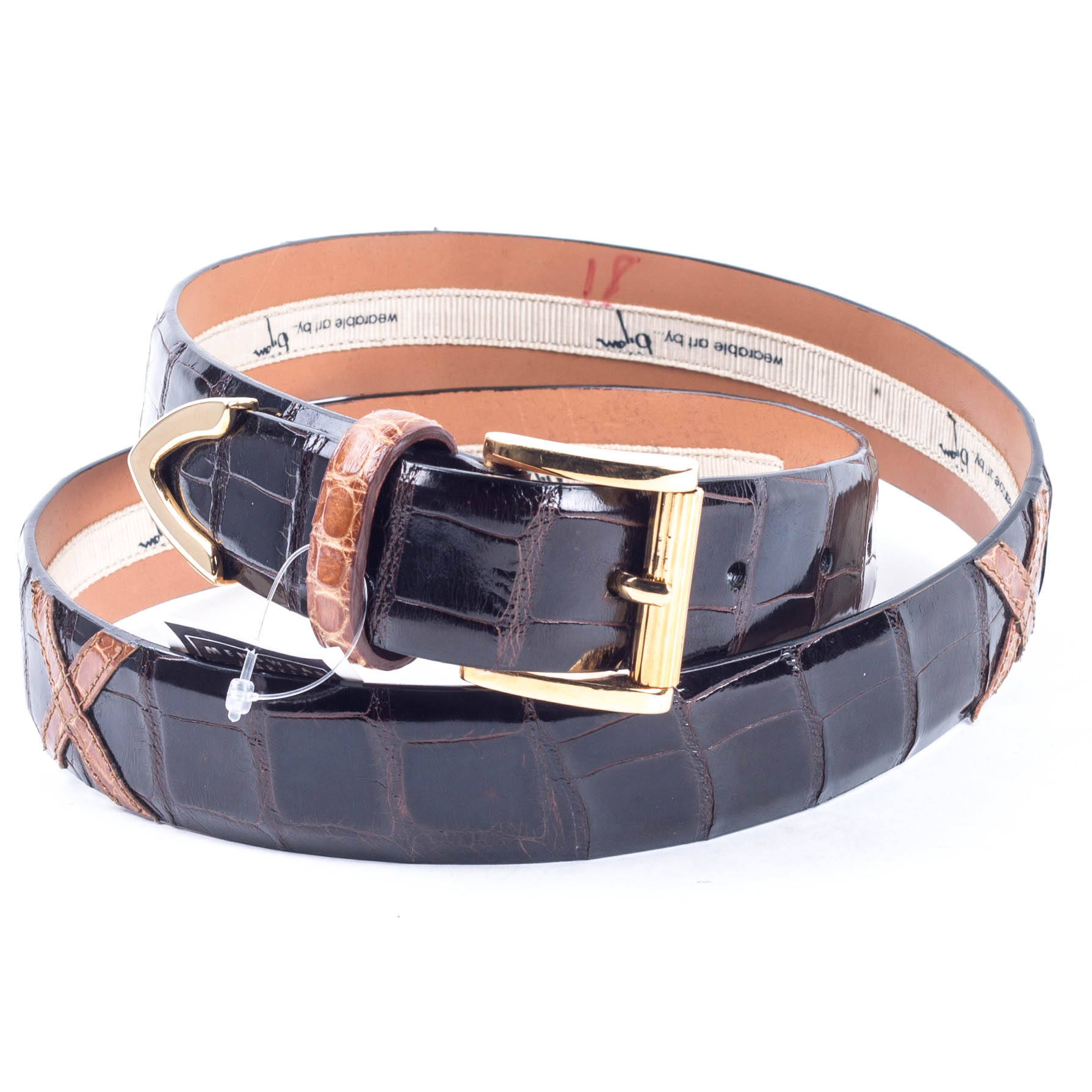 leather belt with a golden buckle