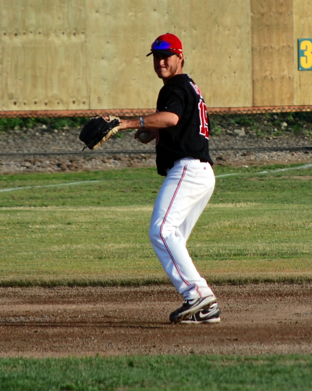 a baseball player standing on the field about to throw