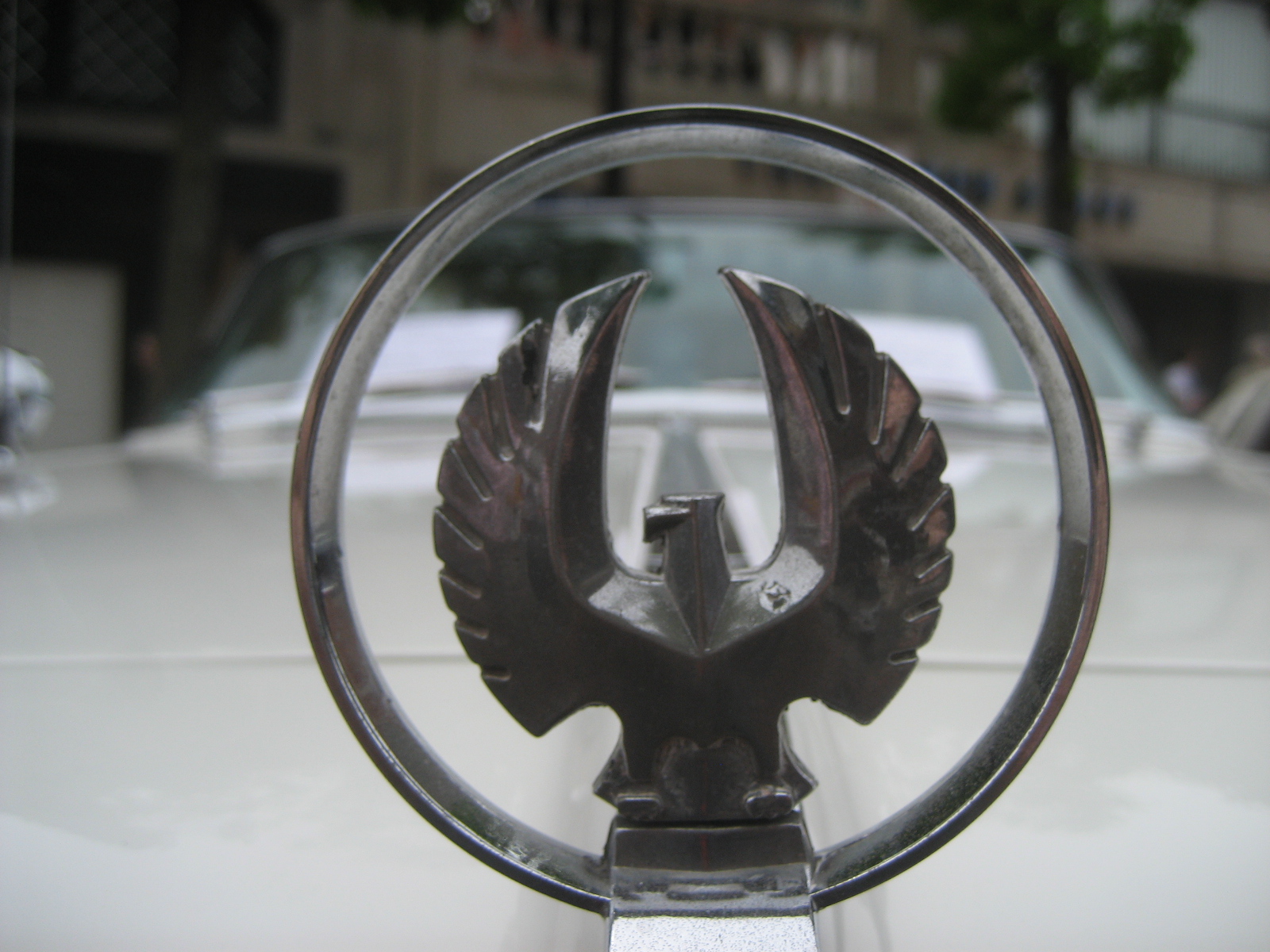 a front view mirror is seen in the center of a car