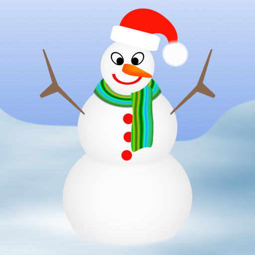 a snowman with a christmas hat and scarf