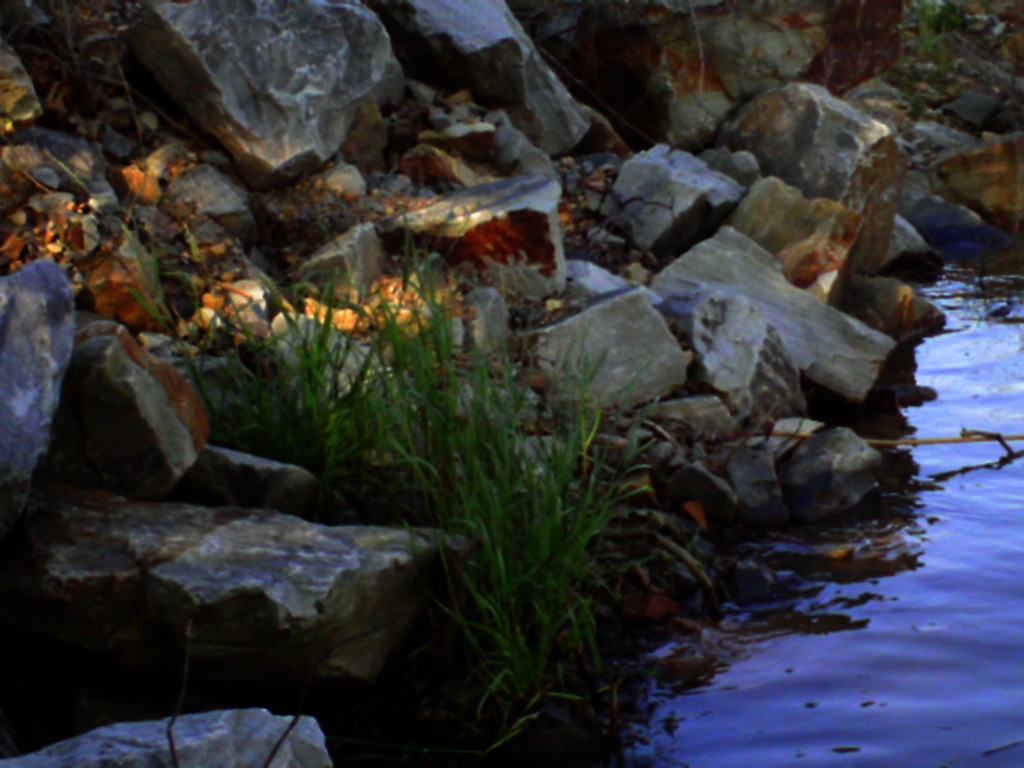 a river with many rocks next to it