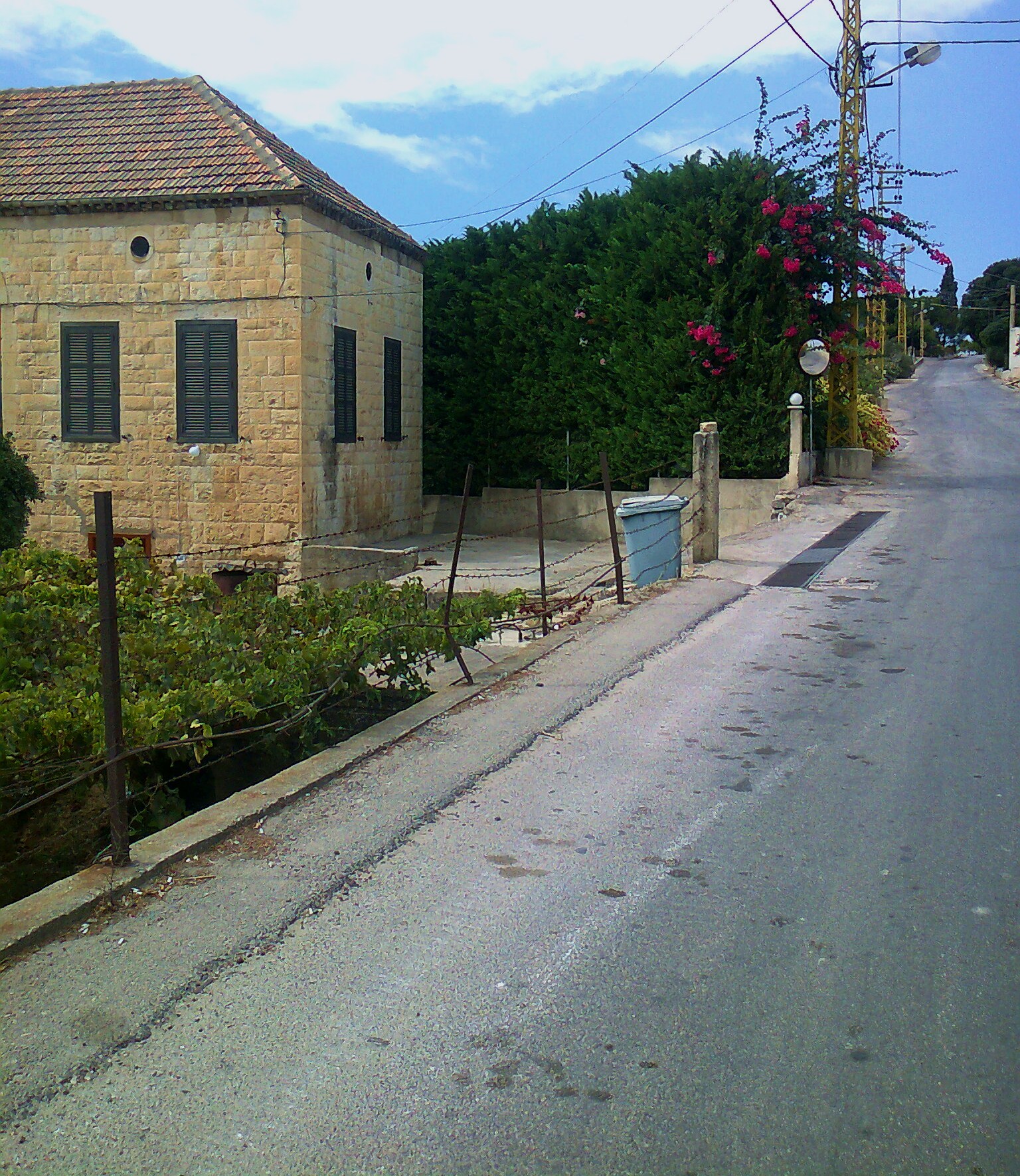 the street in the old village is empty