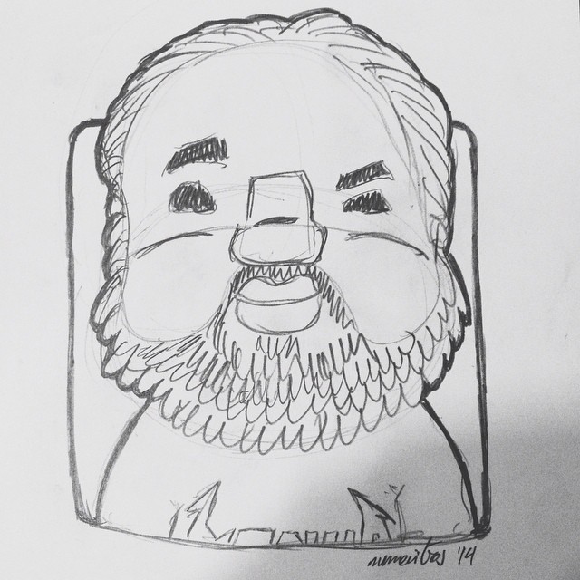 a drawing of a santa claus with long hair and beard
