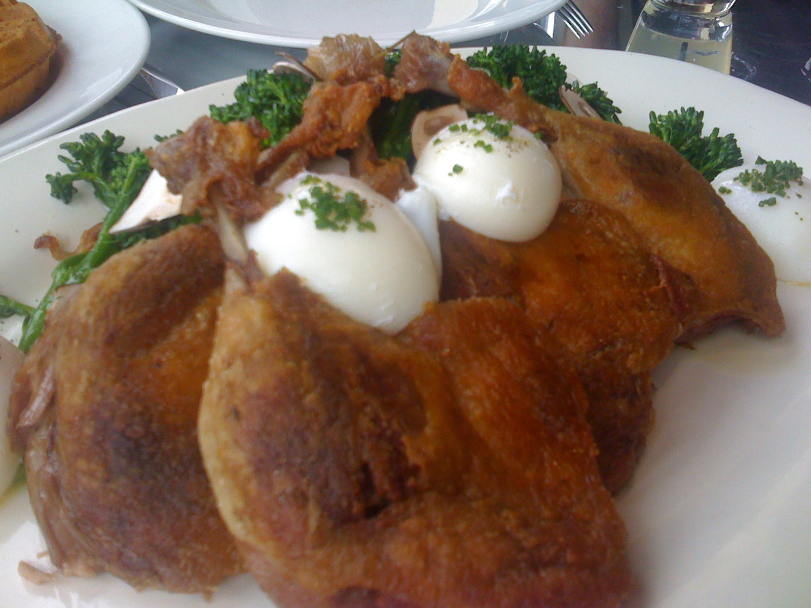 two croquette with some sauce and parsley