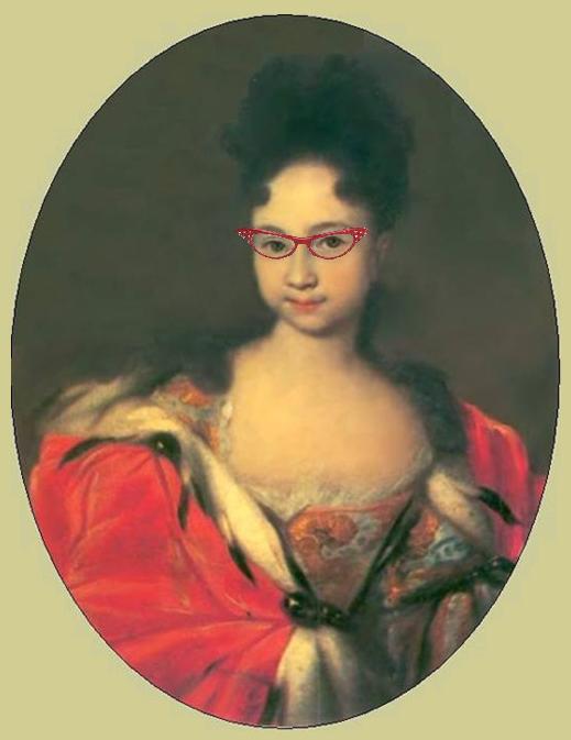 an image of a woman wearing red glasses