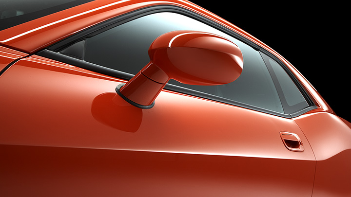 a close up of the top and side view mirror on a car