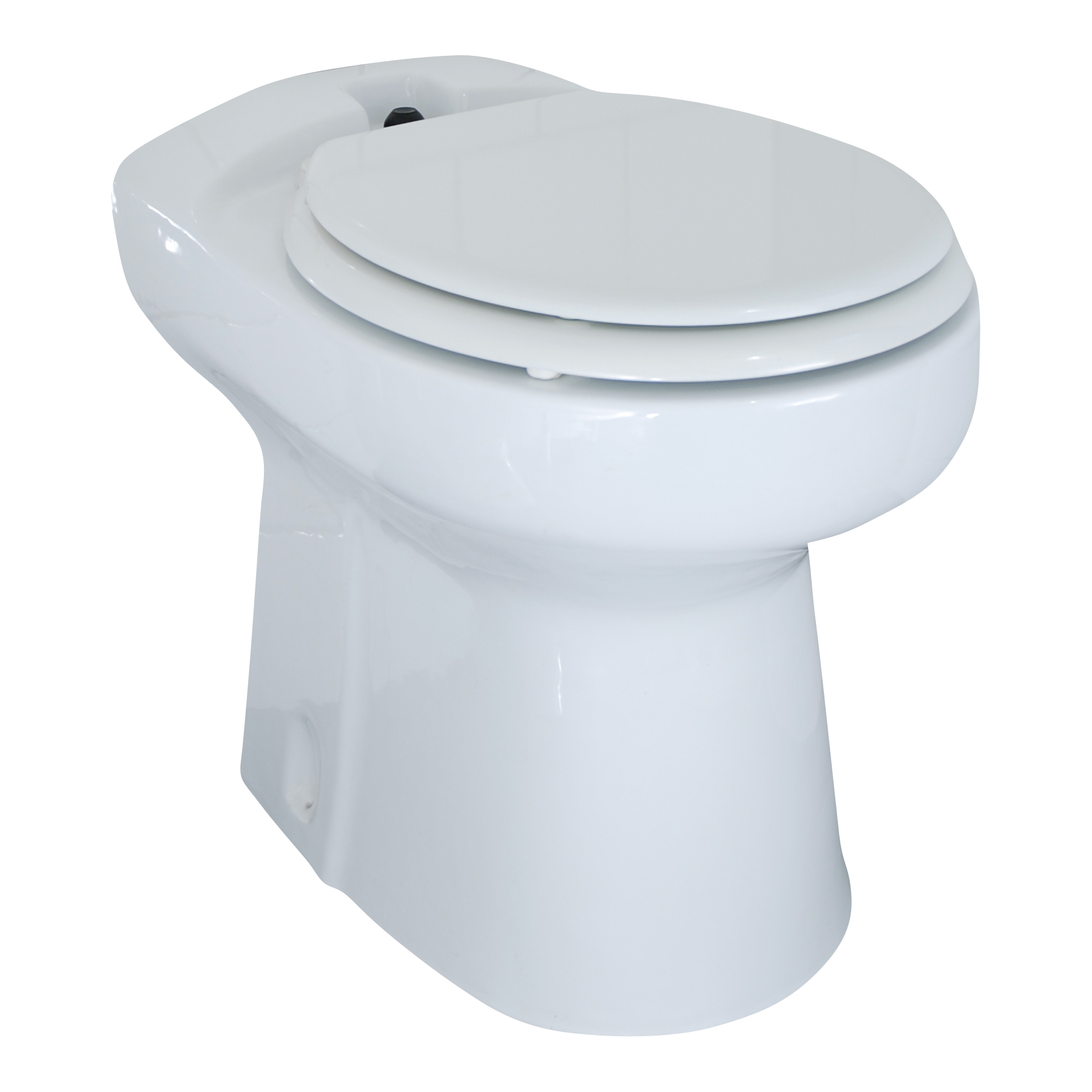 a white toilet with the lid up and two toilets