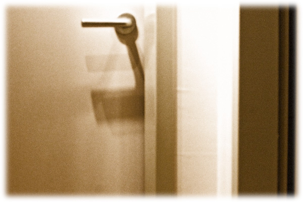 an open door is seen in a closeup pograph