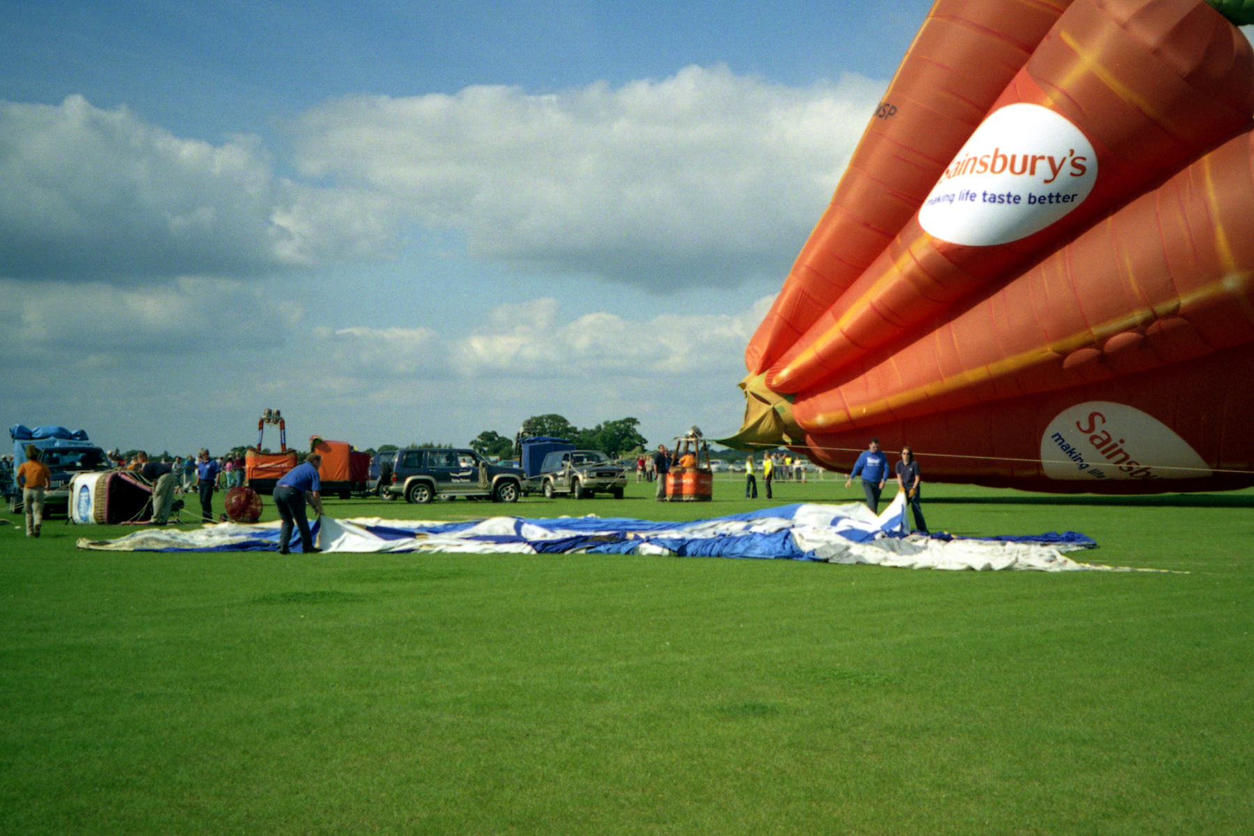 large balloons are being loaded for a festival