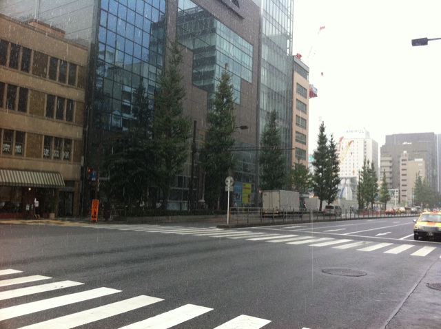 a street view with buildings, cars and crosswalk