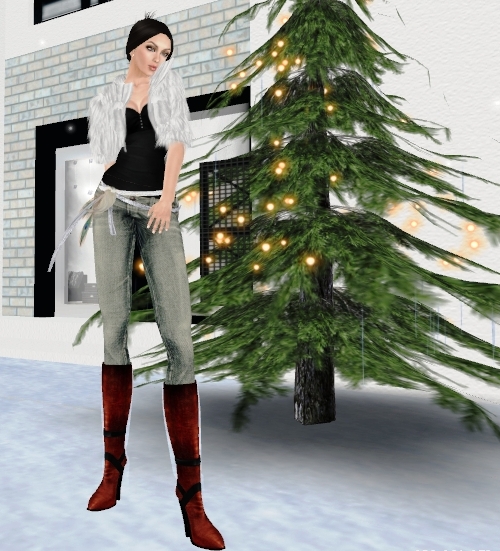 a computer - generated image of a woman dressed in winter clothes