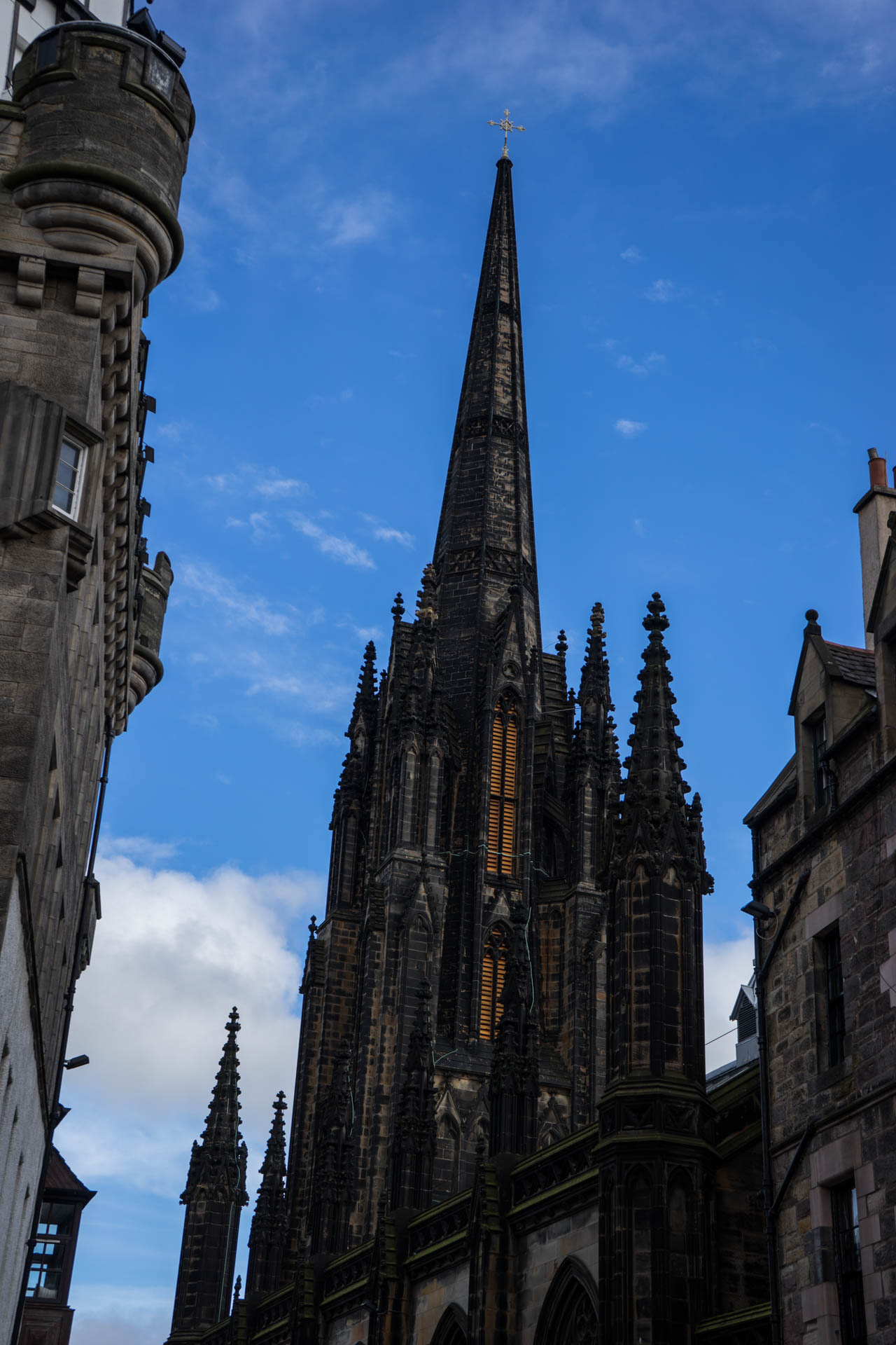 an image of an old gothic church at dusk