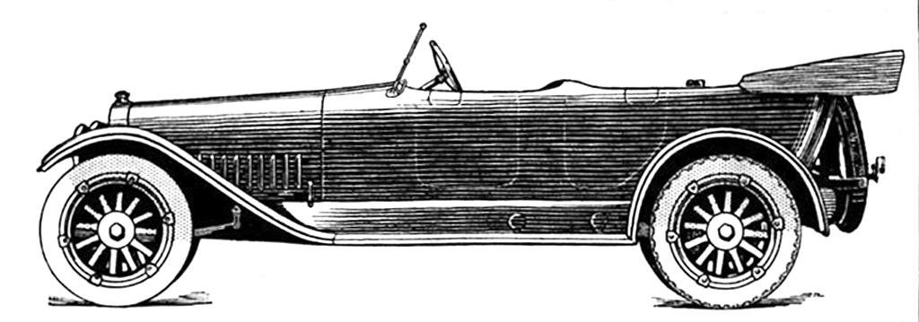 a black and white drawing of a sports car