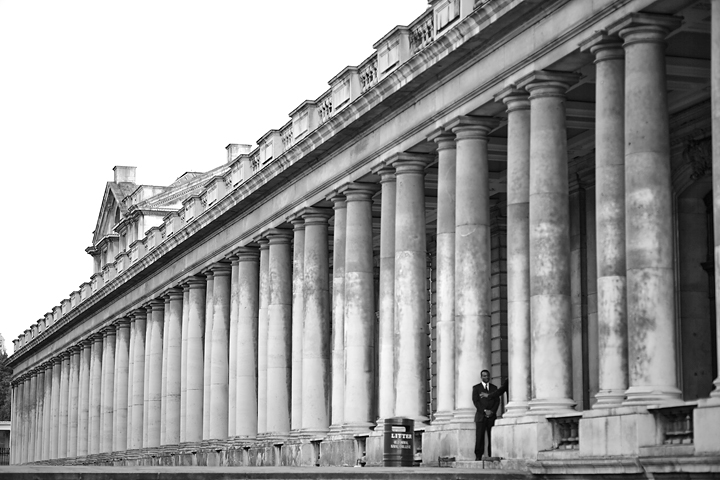 black and white pograph of an old building with columns