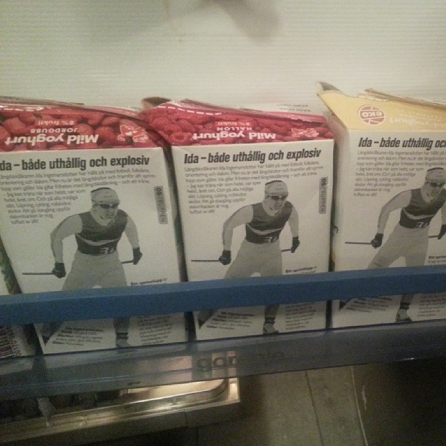 a close up of boxes with the same product on display