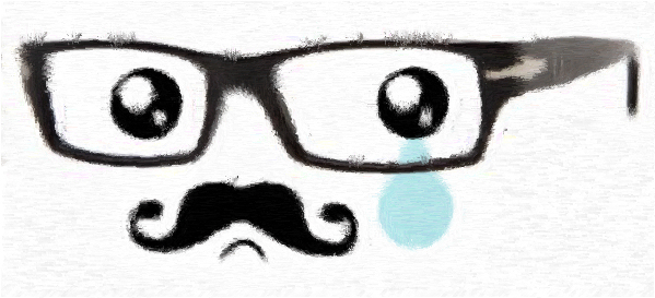 a drawing of a man with a mustache wearing glasses