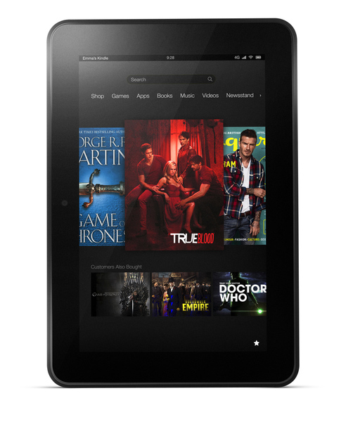 a tablet with a series of dvds on the screen