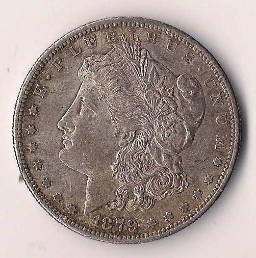 an old silver coin with long hair