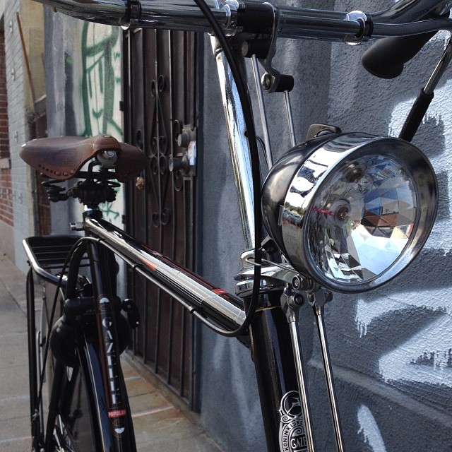 a bike with a light on the front of it