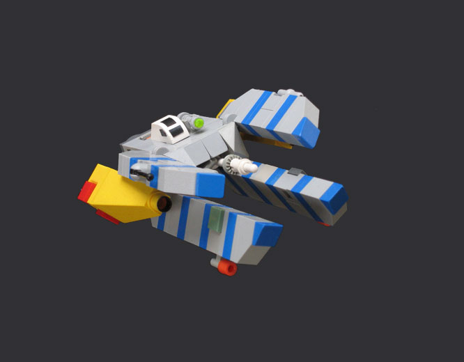 a lego lego toy with a gray and blue plane