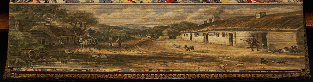 a painting depicting a scene from a story, with a horse drawn carriage
