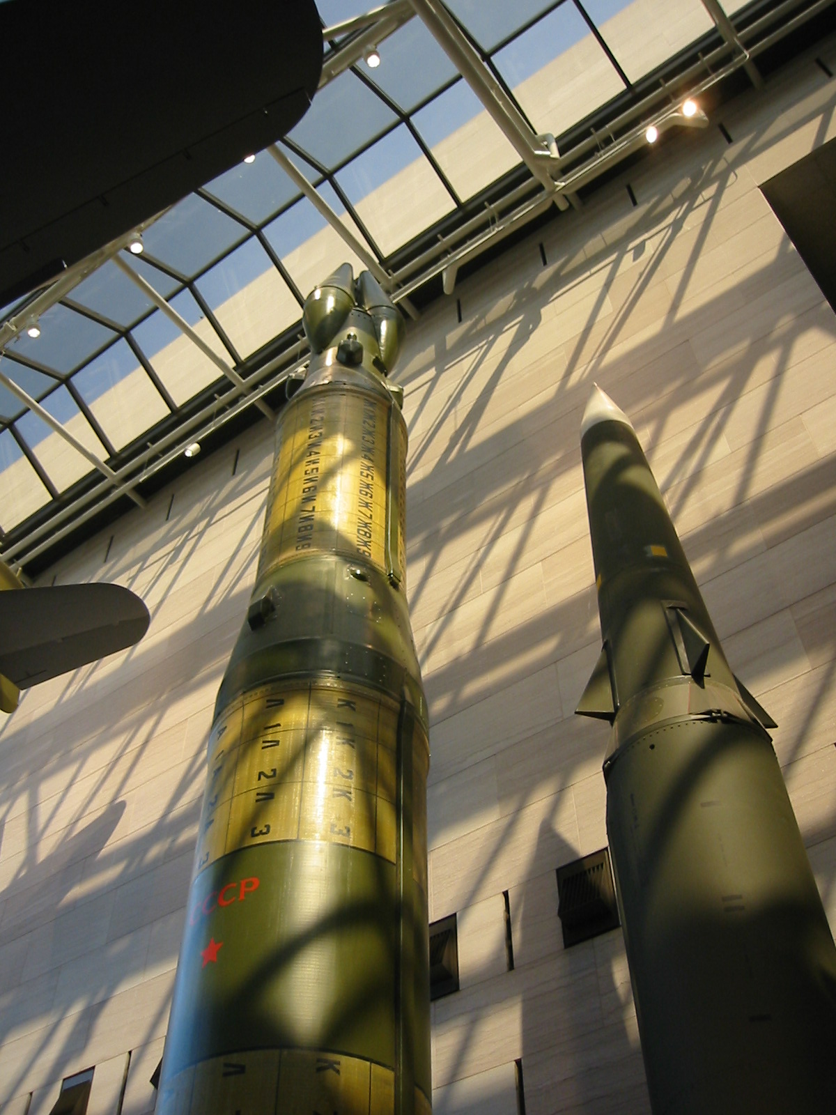 two giant missiles sitting next to each other