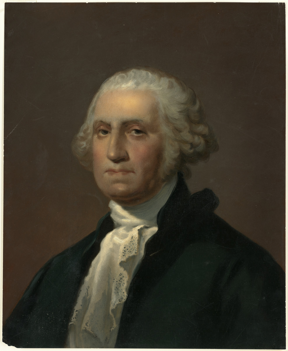 the head and shoulders of a portrait of president george washington