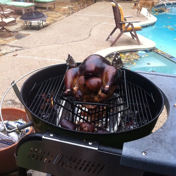 the cooked food is on top of the bbq grill