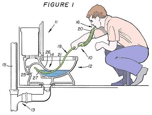 a person kneeling on the floor with a hose in it