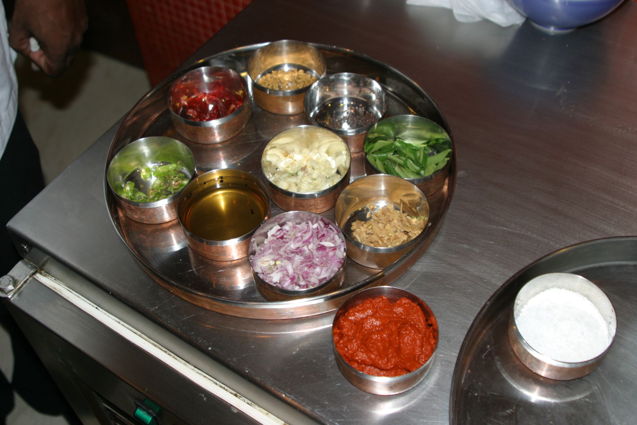 a plate of food, on top of the counter