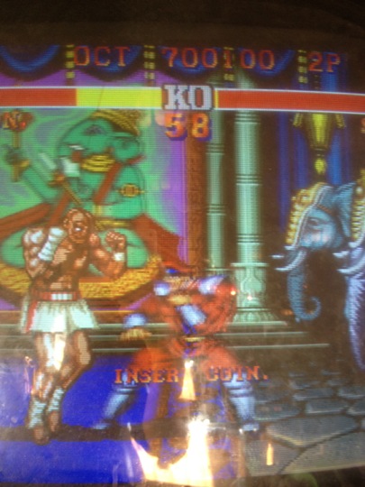 a digital video game shows an elephant attacking a fighter