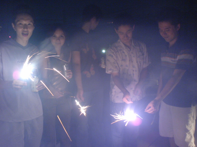 a group of young people holding sparklers