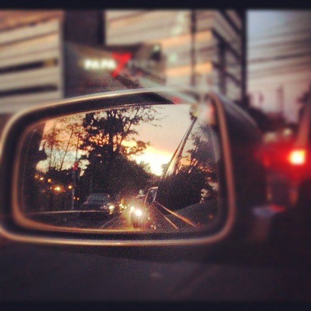 the back view mirror of a car's car