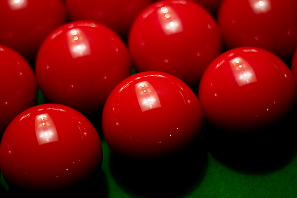 the large group of red balls is all next to one another
