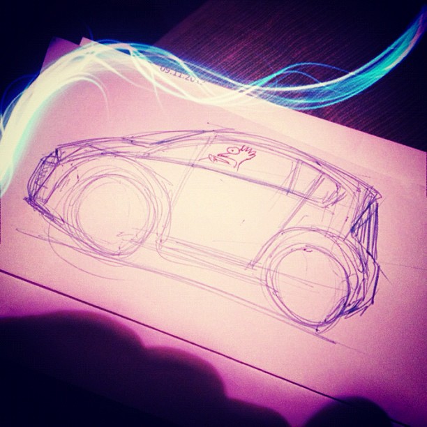 a drawing of a vehicle on top of a table