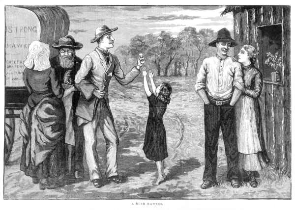 an old illustration of people in a country