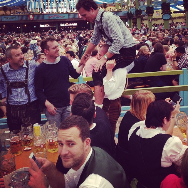 a group of people at a beer festival