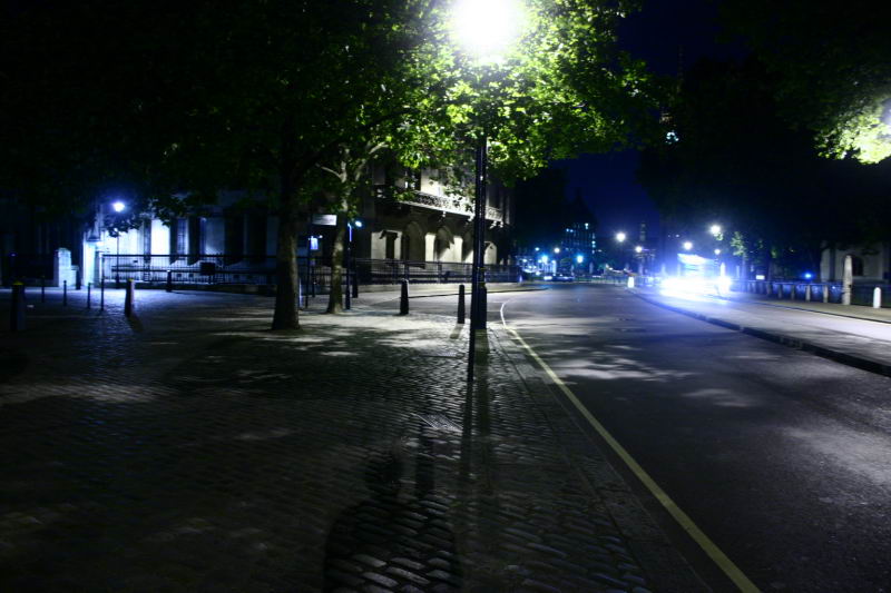 a street that has some lights on it