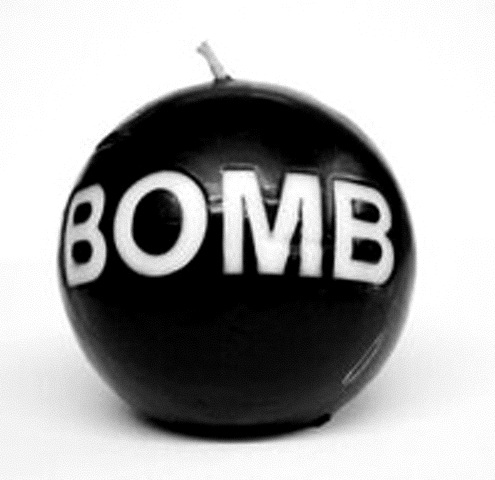 the bomb is in white on black