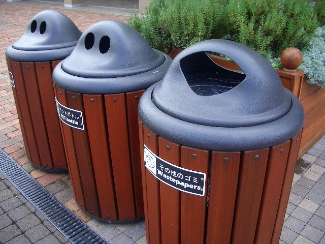 trash can shaped like a cartoon ghost for the public