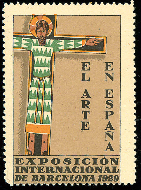 the stamp has an illustration of jesus on it