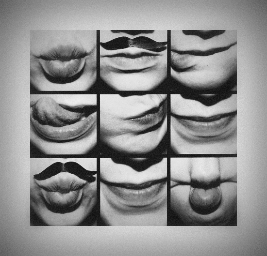 several pos of various lips with mustaches