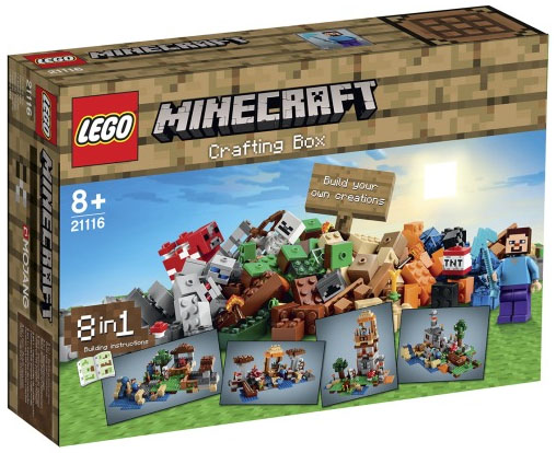 a box with instructions for creating and building a small minecraft set