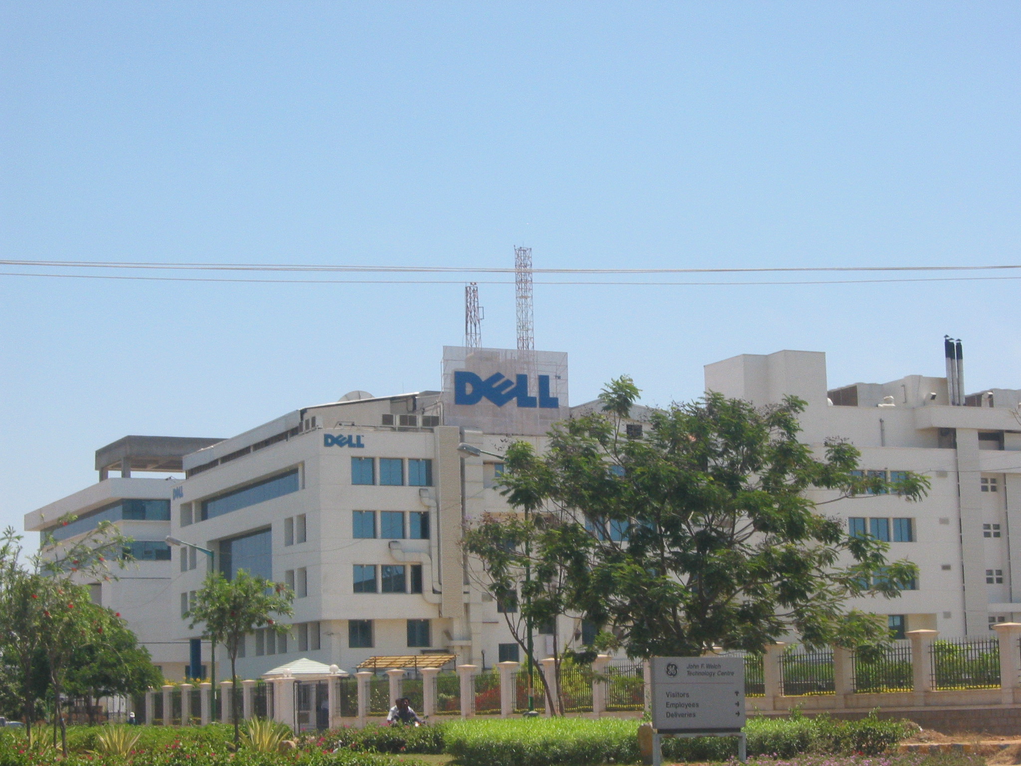 a dell office building is in the distance, and there are other buildings
